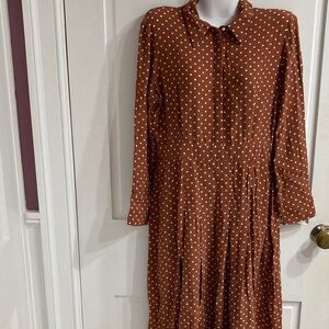TopshopPolka Dot Long Sleeve crepe Dress